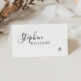 Cartão De Mesa Casamento de Caligrafia Minimalista Elegante