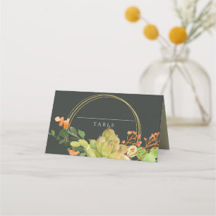 CARTÃO DE MESA CASAMENTO DE COR DE ÁGUA FLORAL SUCCULENTO CACTUS