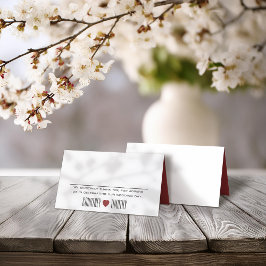 Cartão De Mesa Casamento de Coração Minimalista