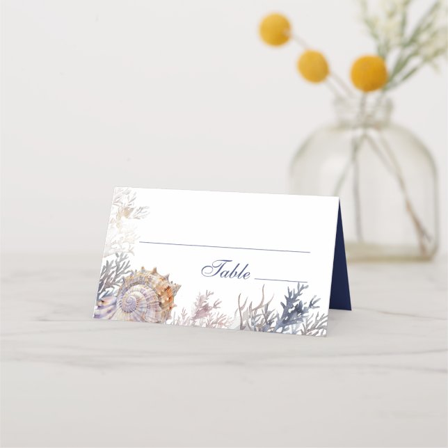 Cartão De Mesa Casamento de Corais de Capas de Água (Frente)