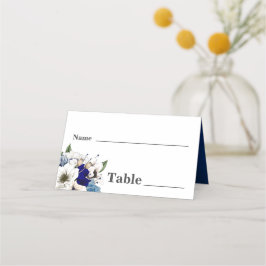 Cartão De Mesa Casamento De Cores De Água Floral De Creme Azul Co