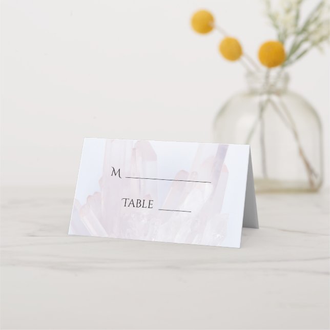 Cartão De Mesa Casamento de Cristais Roxos de Lavanda Leve (Verso)