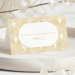 Cartão De Mesa Casamento de Deco Geométrico Dourado Elegante