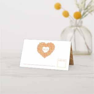 Cartão De Mesa Casamento de desenho de tulipa laranja monograma