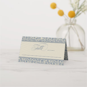 Cartão De Mesa Casamento de Elegante Azul e Beige