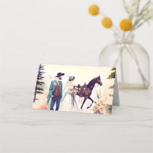 Cartão De Mesa Casamento de estilos ocidentais modernos, cowboy e