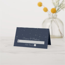 Cartão De Mesa Casamento de Estrelas Marinhos Elegantes e Silver