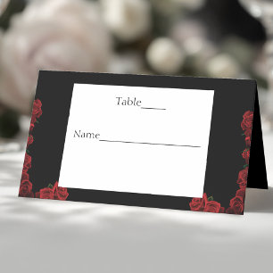Cartão De Mesa Casamento de Eterno de Elegância Preta Branco do R
