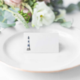 Cartão De Mesa Casamento de farol azul minimalista
