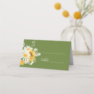 Cartão De Mesa Casamento de Flor Amarelo e Branco da IVANA Elegan