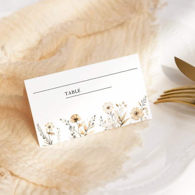 Cartão De Mesa Casamento de flor selvagem de outono de Boho (Criador carregado)