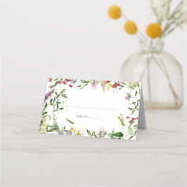 Cartão De Mesa Casamento de Flor Selvagem de Verão Moderno