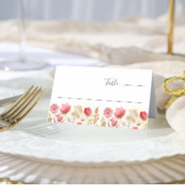 Cartão De Mesa Casamento de Flor Selvagem Retro Pastel Pink Boho