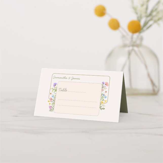Cartão De Mesa Casamento de Flor Selvagem Russo Moderno (Frente)