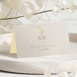 Cartão De Mesa Casamento de Flor Silvestre Neutra