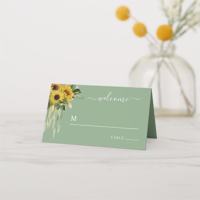 Cartão De Mesa Casamento de Floral Sunflower Elegante (Frente)