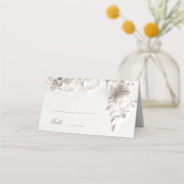 Cartão De Mesa Casamento de Flores 3D Brancas