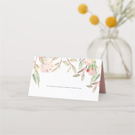 Cartão De Mesa Casamento de Flores Australianas Rosa-Esbranquiçad