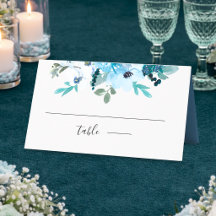 Casamento de flores azuis empoeiradas brancas eleg