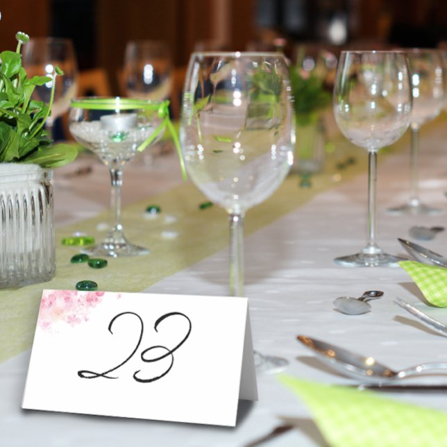 Cartão De Mesa Casamento de flores de aquarela rosa  (Criador carregado)