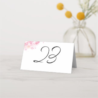 Cartão De Mesa Casamento de flores de aquarela rosa 
