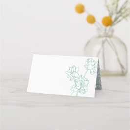 Cartão De Mesa Casamento de Flores de Peônias Desenhadas em Mão V