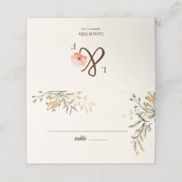 Cartão De Mesa Casamento de flores de queda de Ouro legante