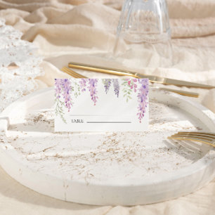 Cartão De Mesa Casamento de Flores de Wisteria Roxo Elegante