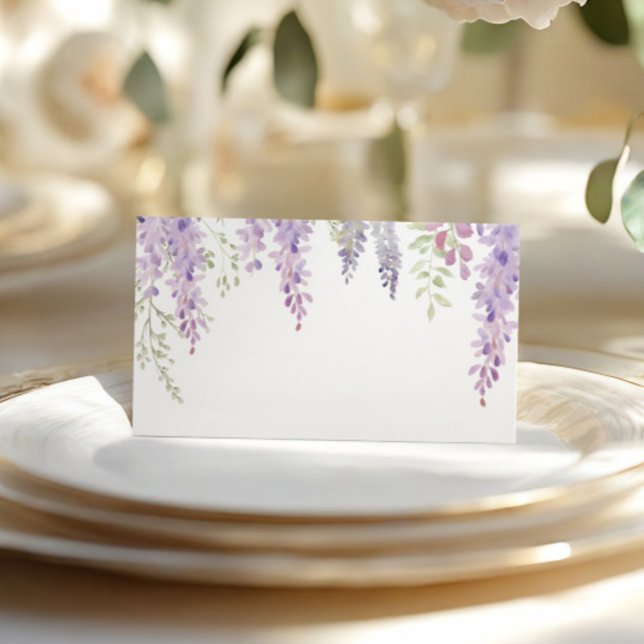 Cartão De Mesa Casamento de Flores de Wisteria Roxo Elegante (Criador carregado)