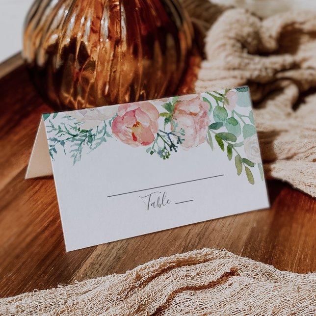 Cartão De Mesa Casamento de Flores Românticas de Peônias (Criador carregado)