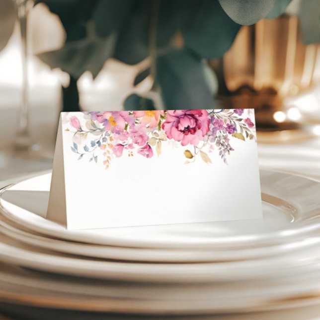 Cartão De Mesa Casamento de Flores Roxas (Criador carregado)