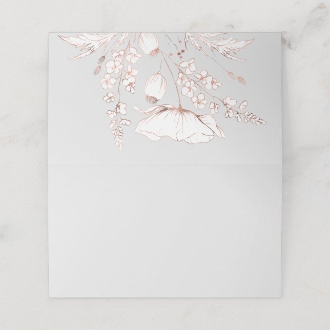 Cartão De Mesa Casamento de flores selvagens desenhadas de mão Do (Exterior/Desdobrado)