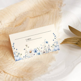 Cartão De Mesa Casamento de Flores Silvestres Boho Azul Empoeirad