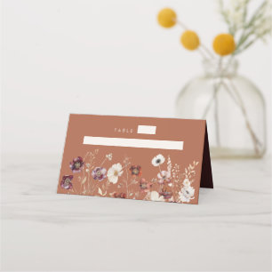 Cartão De Mesa Casamento de Flores Silvestres de Outono de Terrac