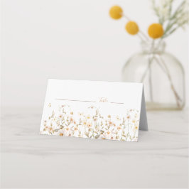 Cartão De Mesa Casamento de Flores Silvestres Marfim e Bege Rosad