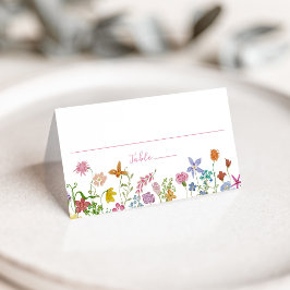 Cartão De Mesa Casamento de Flores Silvestres no Jardim Caprichos
