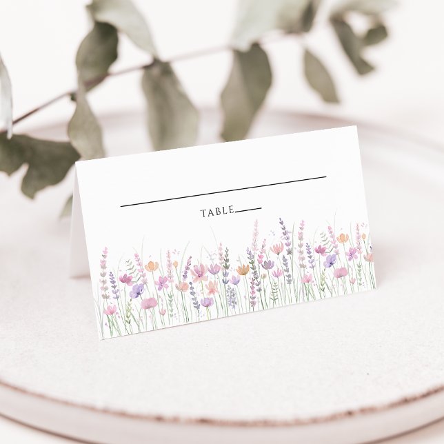 Cartão De Mesa Casamento de Flores Silvestres Pastel Suave (Criador carregado)
