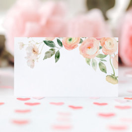 Cartão De Mesa Casamento de Flores Verdes Elegantes para Blush e