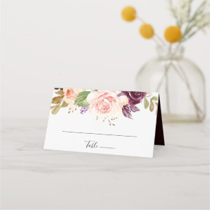 Cartão De Mesa Casamento de Folhagem Botânica e Floral Rustic