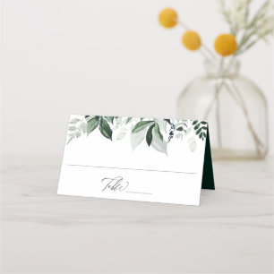 Cartão De Mesa Casamento de Folhagem Botânica Natural