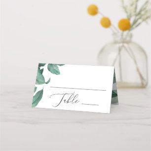 Cartão De Mesa Casamento de folhagem tropical com aquarela