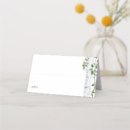 Cartão De Mesa Casamento de folhagem verde simples de bétula