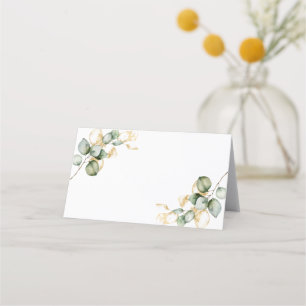 Cartão De Mesa Casamento de folhagens douradas elegantes