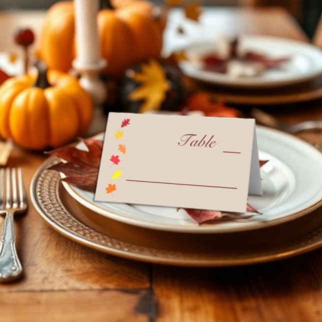 Cartão De Mesa Casamento de Folhas (Criador carregado)