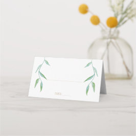 Cartão De Mesa Casamento de Folhas Douradas Brancas Elegantes