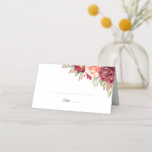Cartão De Mesa Casamento de Foliage Rosa Foliage de Pêssego Burgu