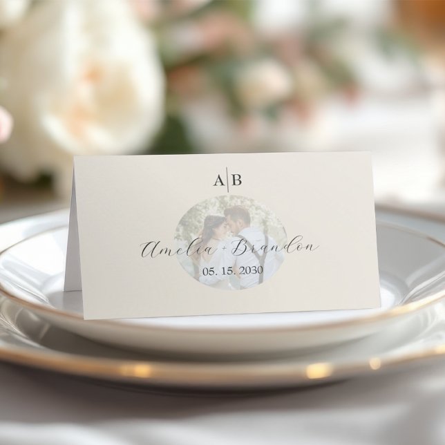 Cartão De Mesa Casamento de Foto de Marfim (Criador carregado)
