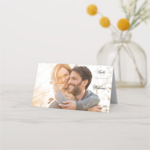 Cartão De Mesa Casamento de Fotografias Personalizado