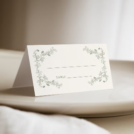 Cartão De Mesa Casamento de Frame Floral Rustic Vintage Sage