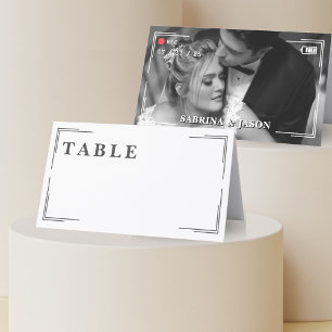 Cartão De Mesa Casamento de Fronteira do Canto de Foto da Câmara